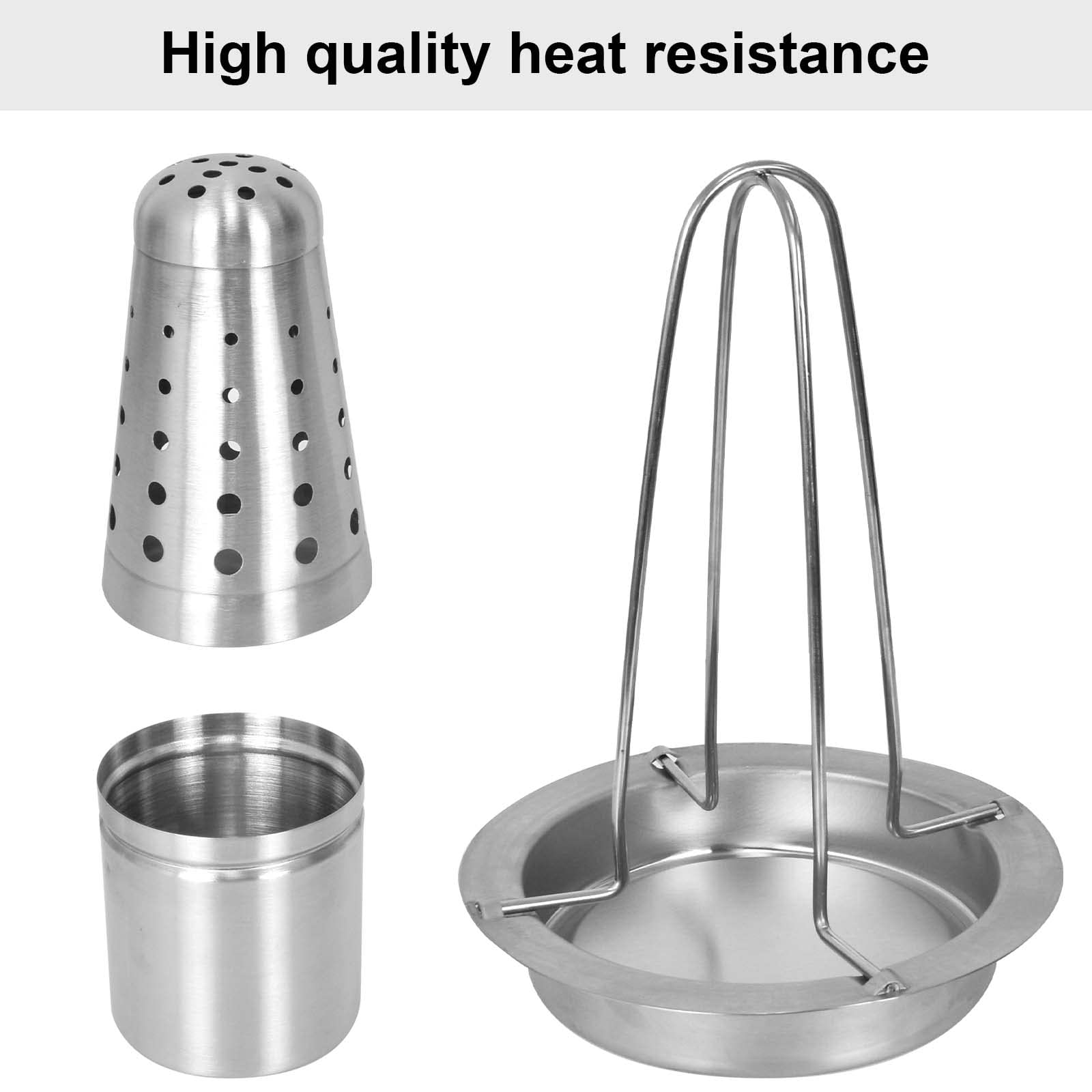 Soporte para Asador de Pollo, Pollo Barbacoa Soporte para Gallinas de Acero Inoxidable, Soporte para Pollo Vértical con Bandeja de Goteo para Horno y Barbacoa, Asador Pollo con Recipiente de Aroma