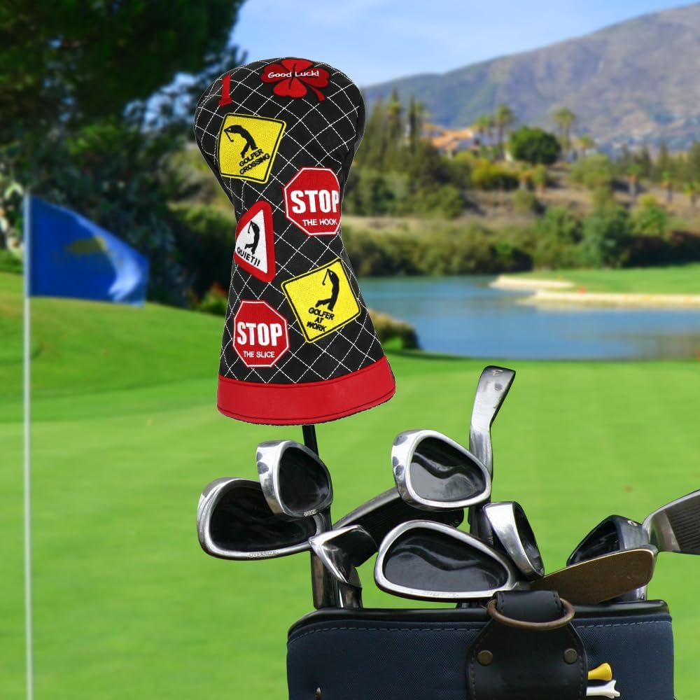Golf Club Head Covers for Driver Headcover Embroidered Four-Leaf Clover Design Synthetic Lether Fit Most Drivers Fit for Titleist Callaway Ping Taylormade Cobra