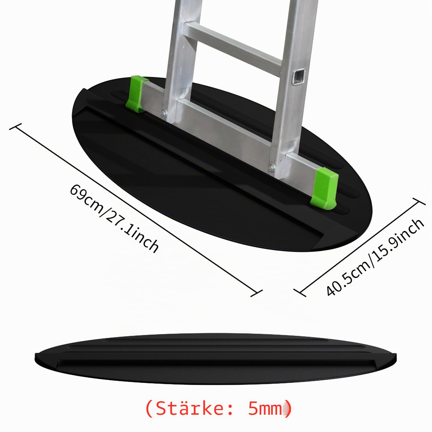 Anti-Rutsch-Leiter-Stop-Matte, 68,6 x 39,9 cm, rutschfestes Gummi-Stabilisator-Pad, rutschfeste Leitern, Hilfsstopper, Bodenschutz, Trittleiter, Teleskop-Zubehör (schwarz)