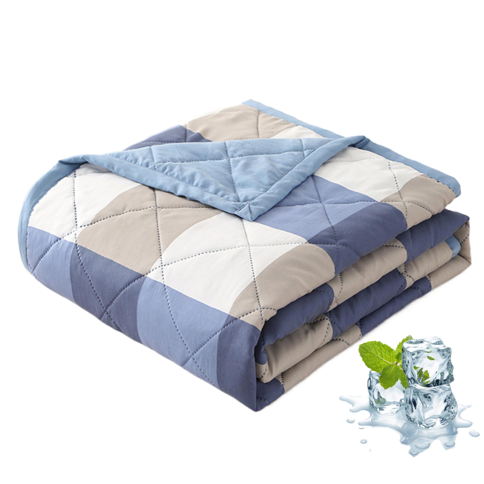 Couverture de refroidissement anti transpiration nuit été coton bleu
