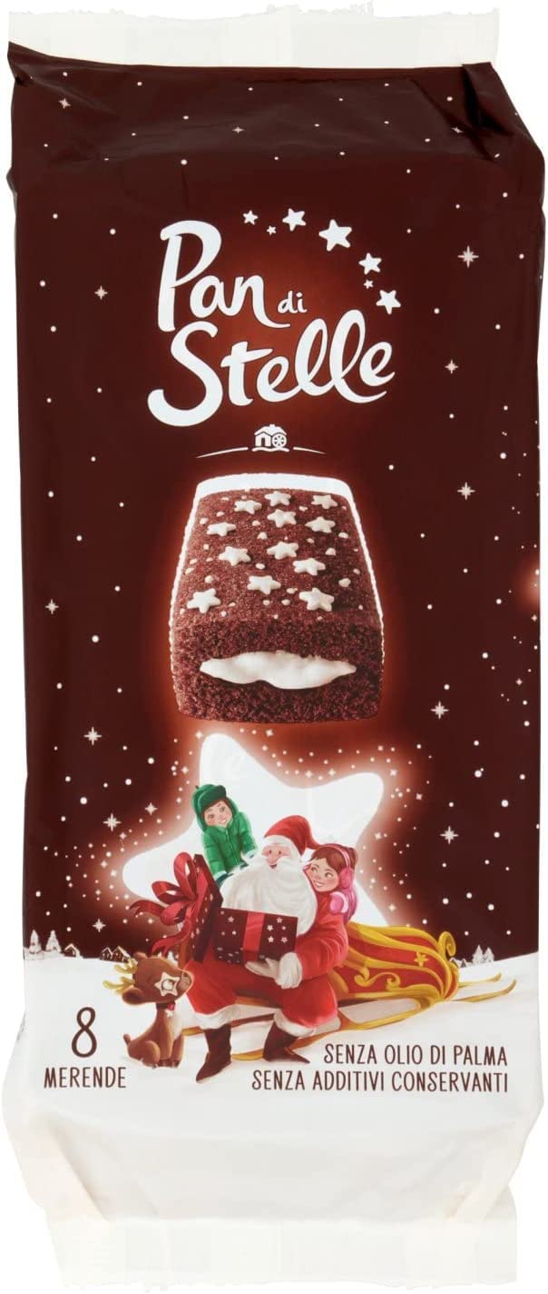 3X Mulino Bianco La Merenda pan di Stelle Cacao Sponge Fingers Snack with Milk Cream Filling (6x8)