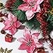 WILLBOND 24 Pieces 6 Inch Christmas Glitter Poinsettia Flowers Decorative Faux Flowers for Christmas Tree Ornaments (Pink)