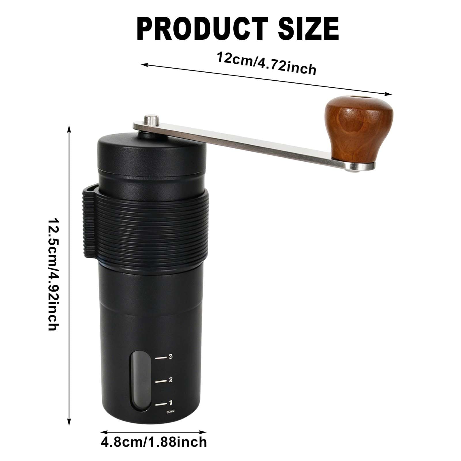 Macinacaffè Manuale Professionale in Acciaio Inox - Macina Caffè Portatile con Macinatura Regolabile per Moka, Espresso e Caffè Filtro, Design Sottile e Leggero per Casa e Viaggio