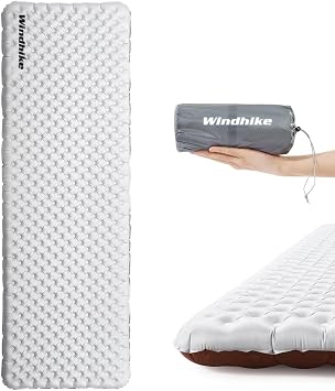 windhike Inflatable Camping Sleeping Pad, 3 Ultra Thick Camping Mat 5 R-Value Insulated Camping Mattress, 4-Season Inflatable Foam Camping Mat for Car, Hiking