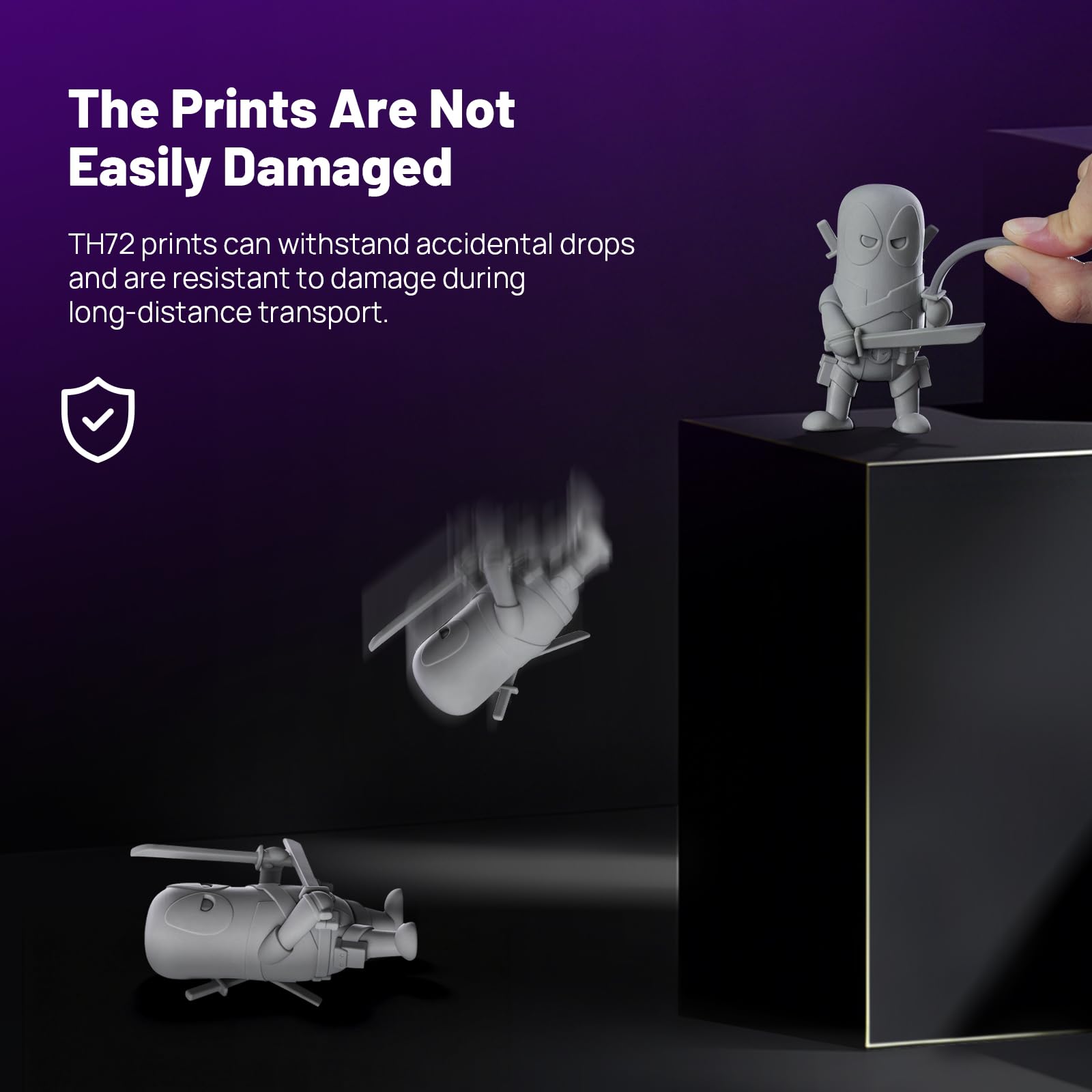 RESIONE TH72 Flexibles 3D Resin - Tough Resin für 3D Drucker mit Geringer Wasseraufnahme und Schlagfestem Flüssigharz - Lang Anhaltender Zähigkeit 3D Harz für Figuren (Mittelgrau)-1000g