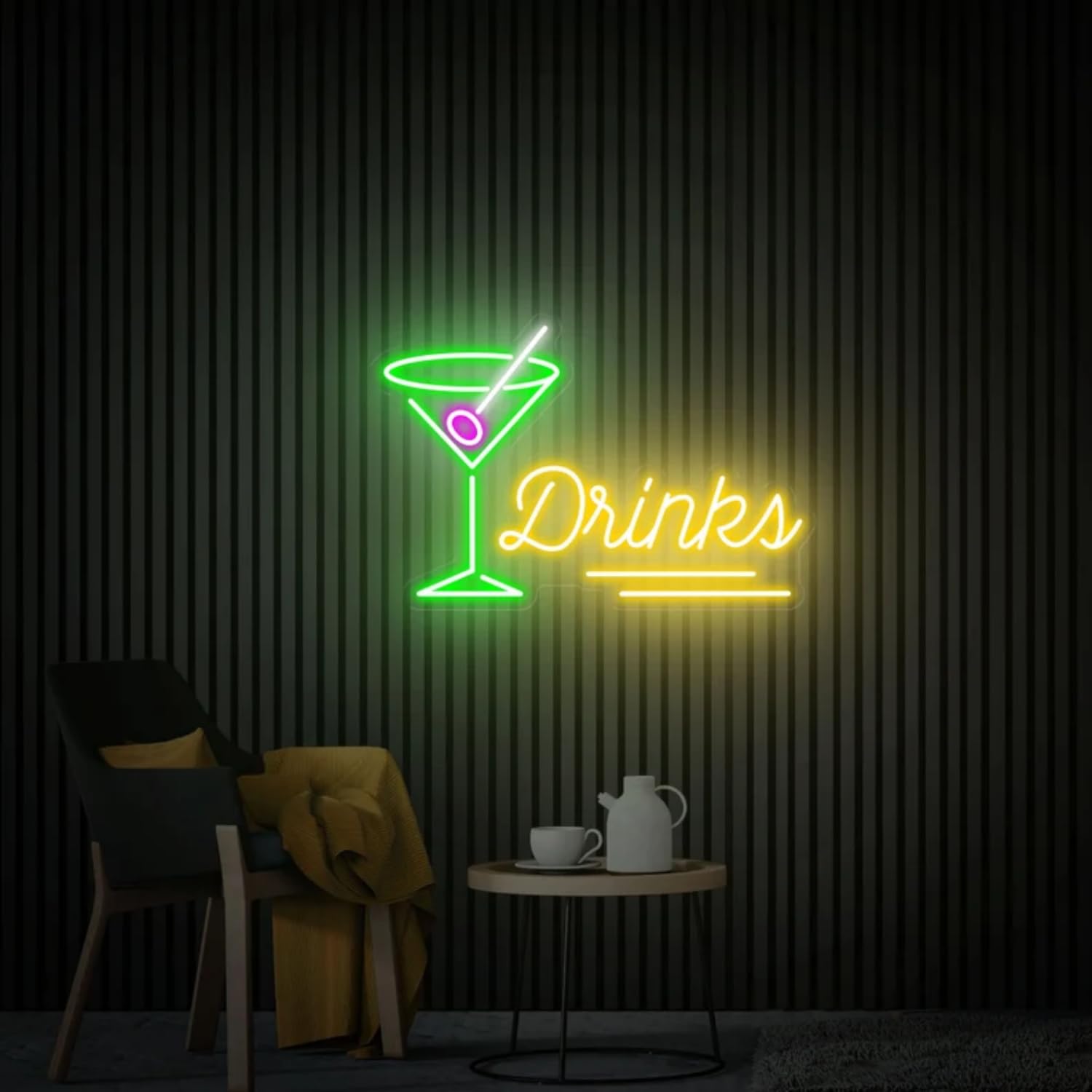 Bar LED Neon Signs Collection - Cocktail, Drinks, Bar Themed Designs, Cocktail Wine Drinking Neon Light, Cocktail Room Wall Pub/Restaurant Ambient Lighting & Wall Decor, USB Powered