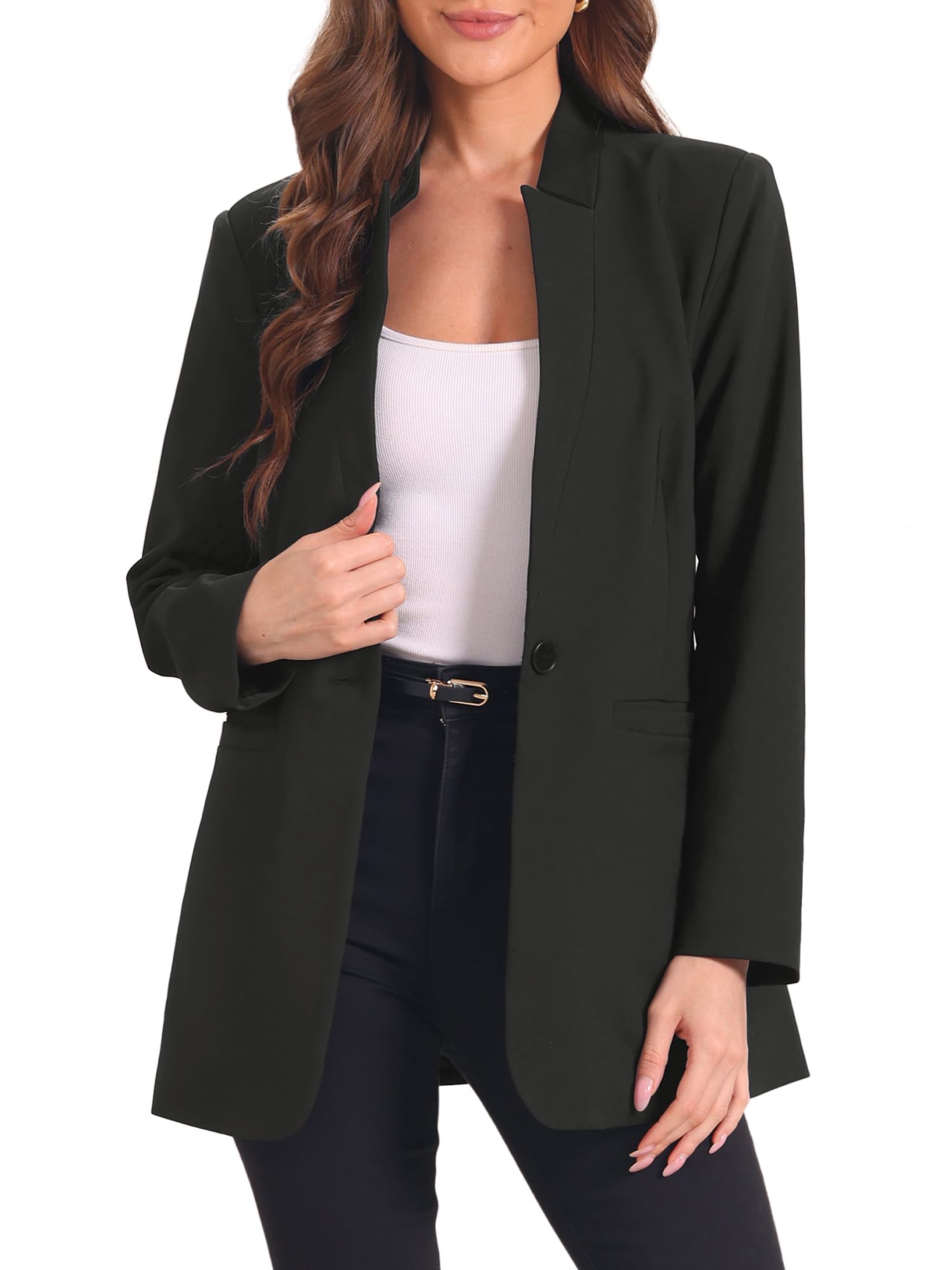 Allegra K Work Blazers for Womens Long Sleeve V Neck Business Outfits Jackets Blazer