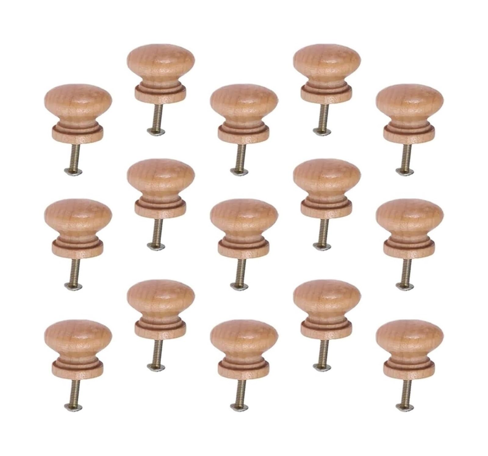 15pcs Wooden Drawer Knobs Cabinet Pull Handles for Wardrobe Cupboard
