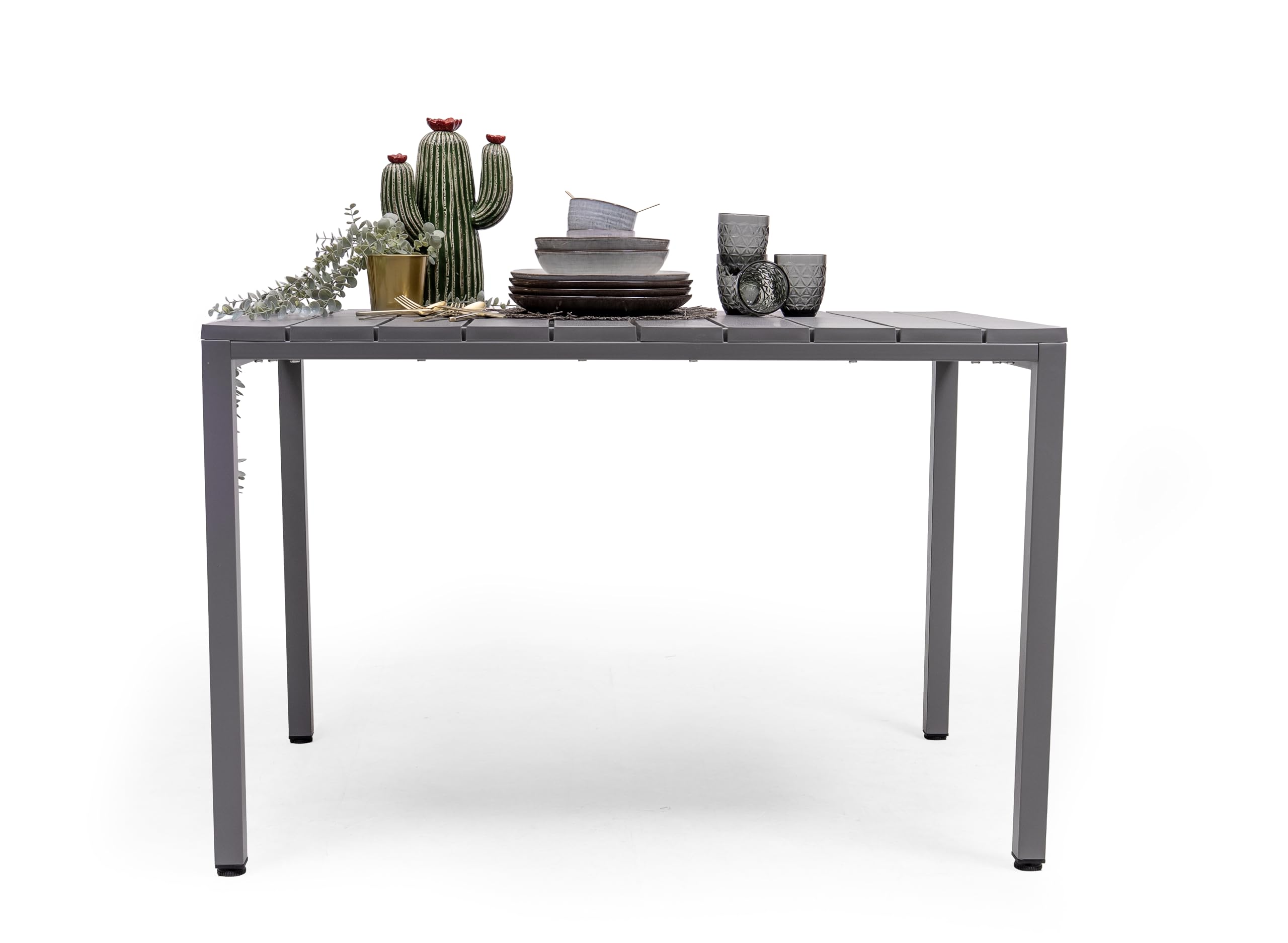 Homely – Mesa de Comedor Rectangular para jardín Ambar | 120x80 cm. 75 cm Alto | Polipropileno Material idoneo para Exterior | Color Gris