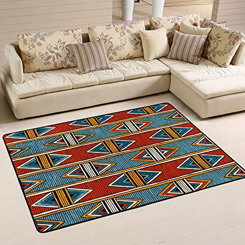 Tapis tribal coloré abstrait géométrique à rayures durable Ruchen