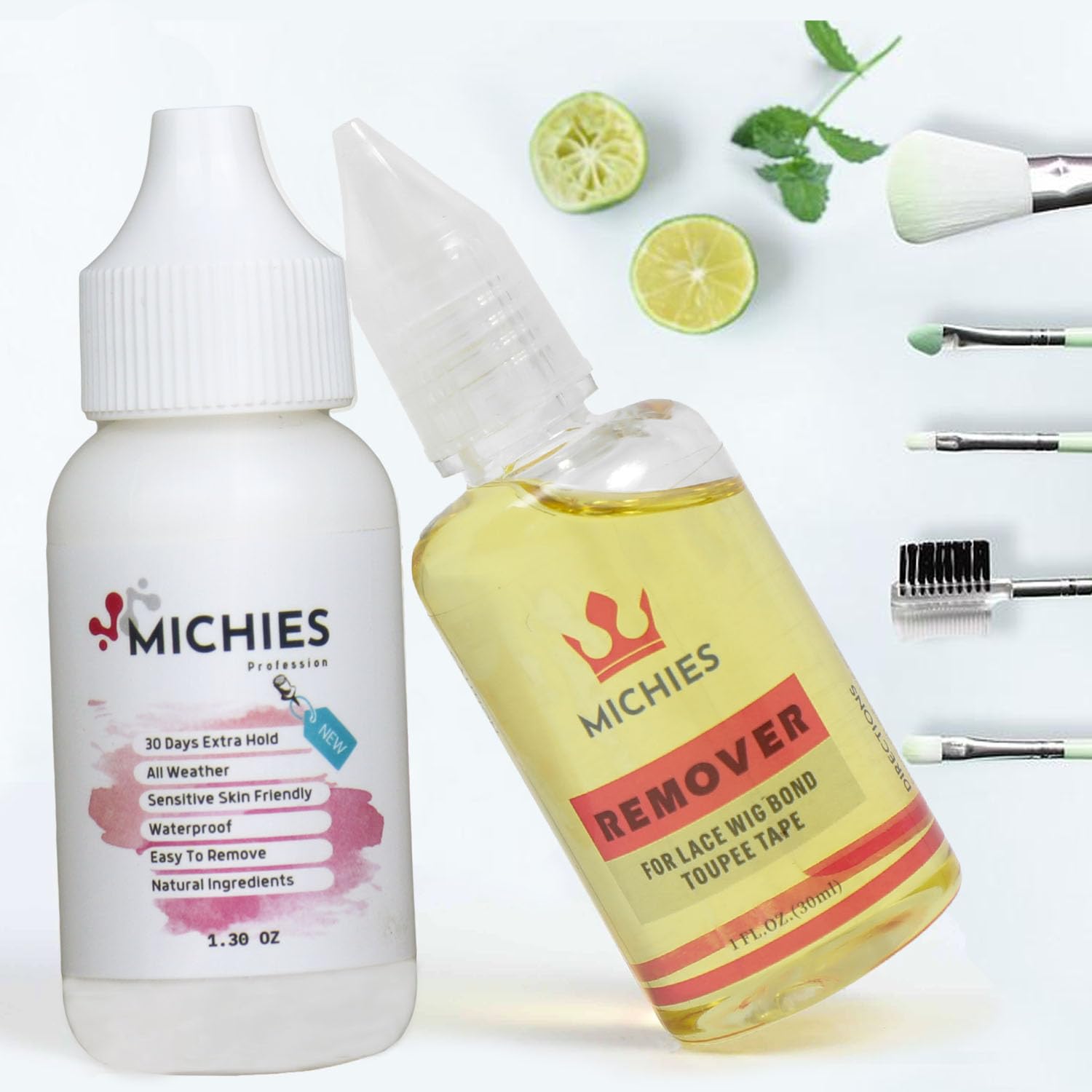 Wig Glue Strong Hold Lace Glue and Lace Glue Remover Set,Waterproof，securely，Safe for Sensitive Skin,Lace Front Wig Glue and Remover.（1.3＆1OZ）