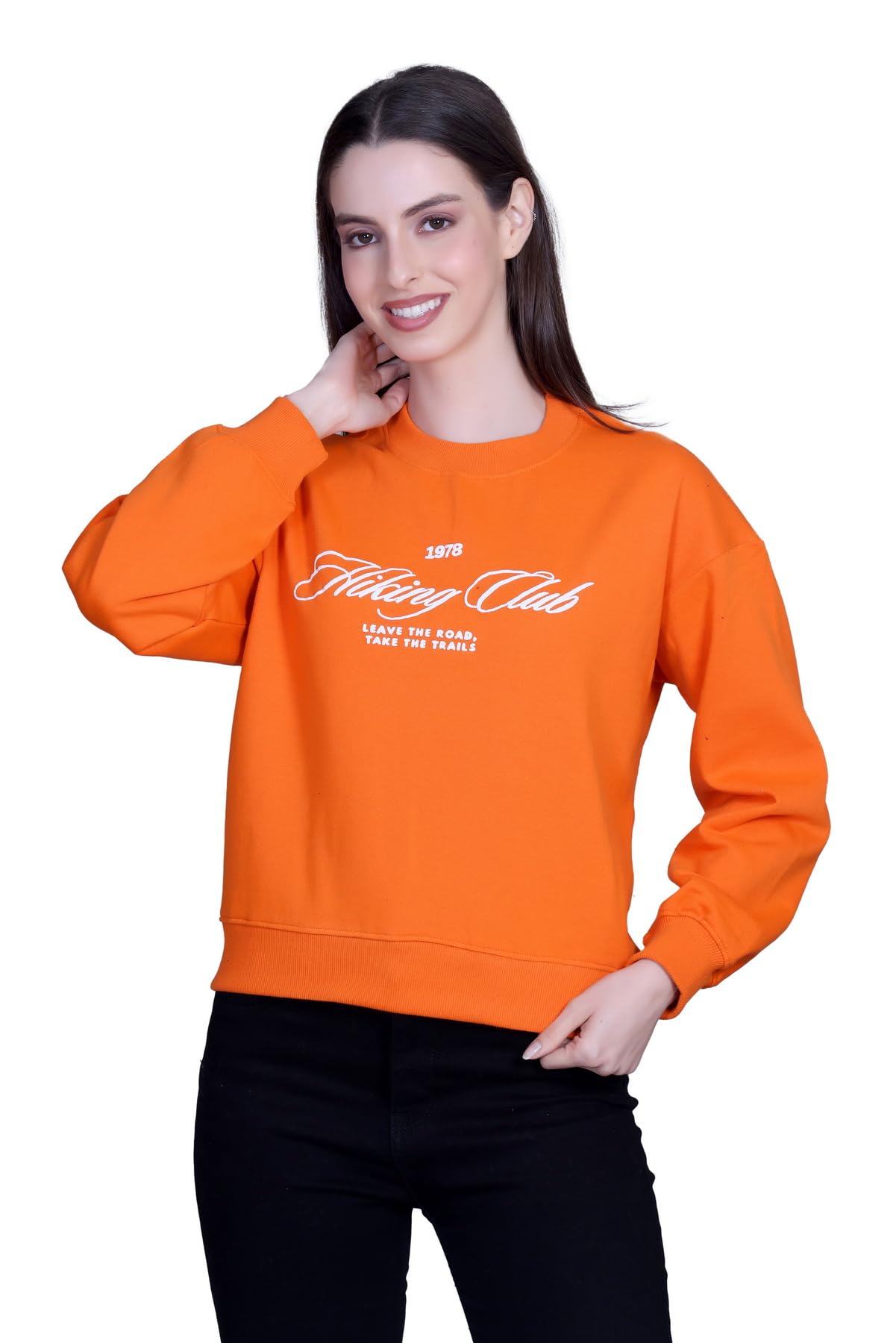 colors & blends Women's Cotton Puff Print Sweatshirt - Oversized Drop Shoulder Crop Length Sweatshirts for Women-picture-49