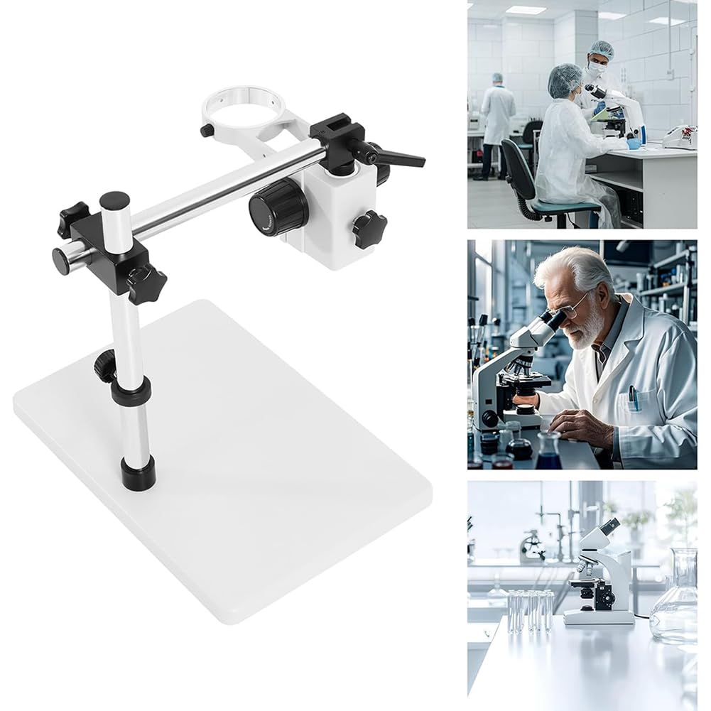 Soporte de mesa de microscopio estéreo, binocular de rotación de 360 grados y soporte triocular, soporte de enfoque de 76 mm para una mejor observación