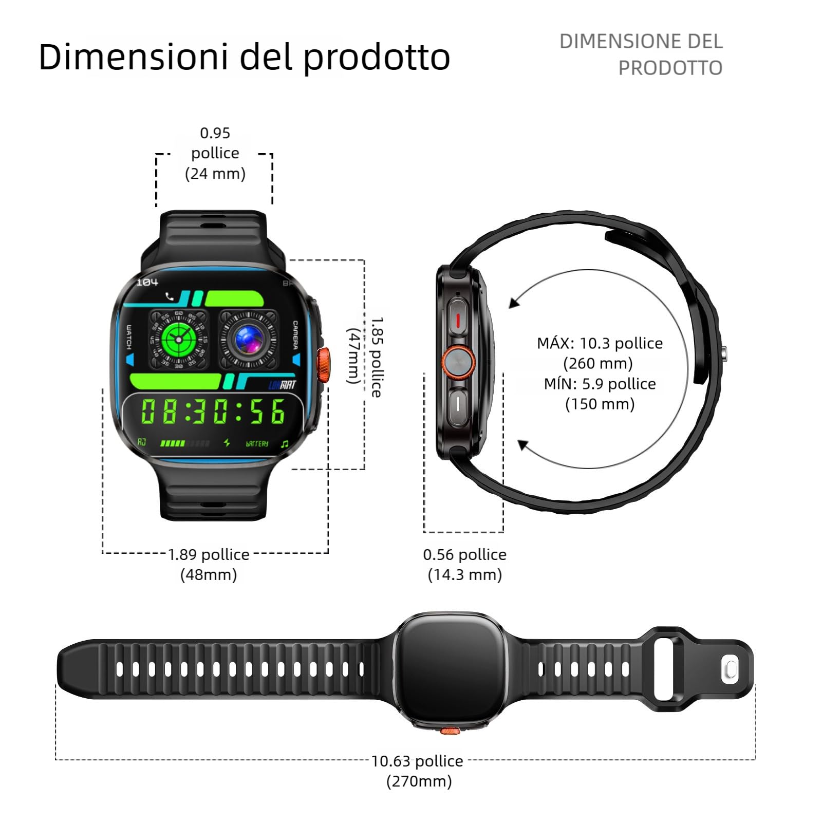 LOKMAT 4G Scheda SIM Smart Watch Android, Schermo AMOLED Grande 2.16'' 3GB+32GB Smartwatch per Uomini e Donne con Camera Rotante WiFi GPS, Orologio Tracker di Attività Fitness 1150mAh (Nero)