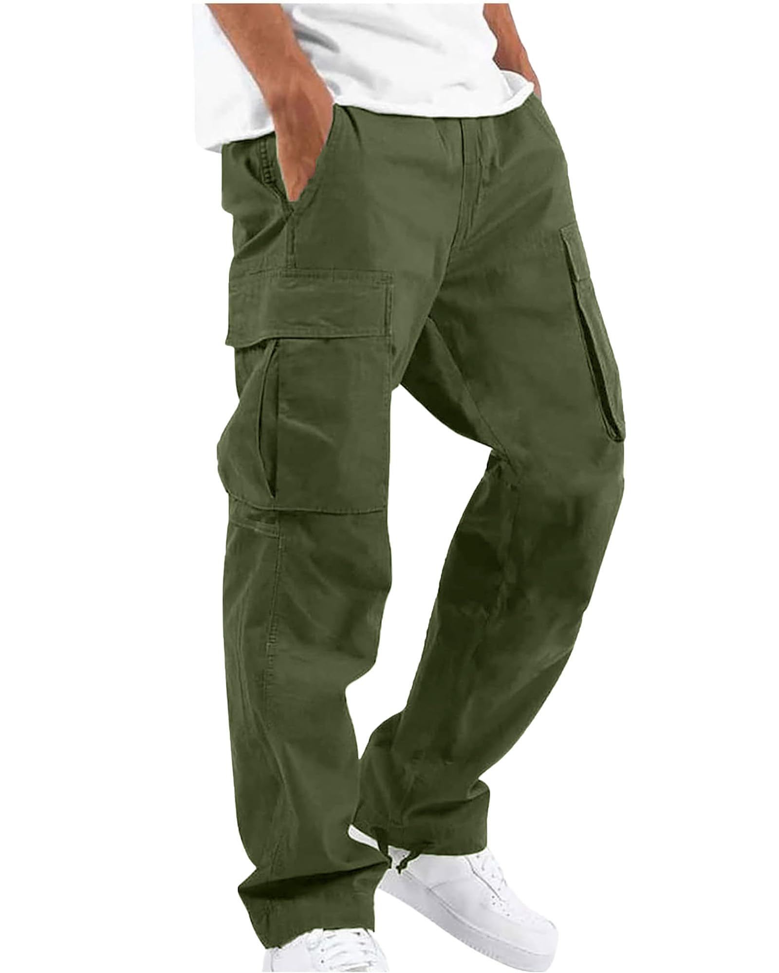 YAOHUOLE Herren Hose Lang Rangerhose Herren Hose Lang Regular Fit mit Taschen Elastischer Bund