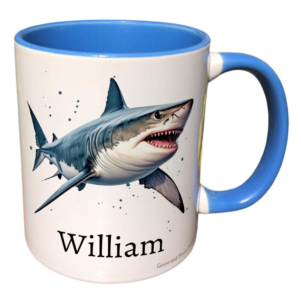 Personalised Shark Mug, Gift for Marine Life Lover, Thank you Present for Sea Life Owner, Housewarming Coffee Cup, Country Style Kitchenware (Red)