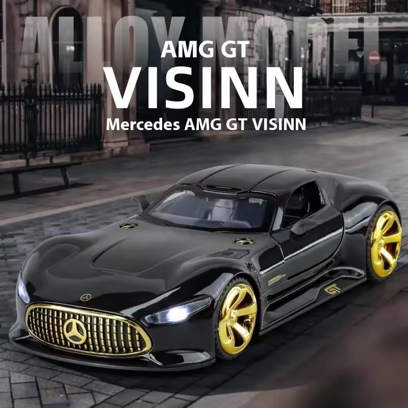 Image of Scale 1:32 Amg Vision Gt Super Car Alloy Die-cast Model Pull-Back Metal Car Toy with Light & Sound Best Gifts Toys Kids (1:32 Amg Vision Gt - Black)