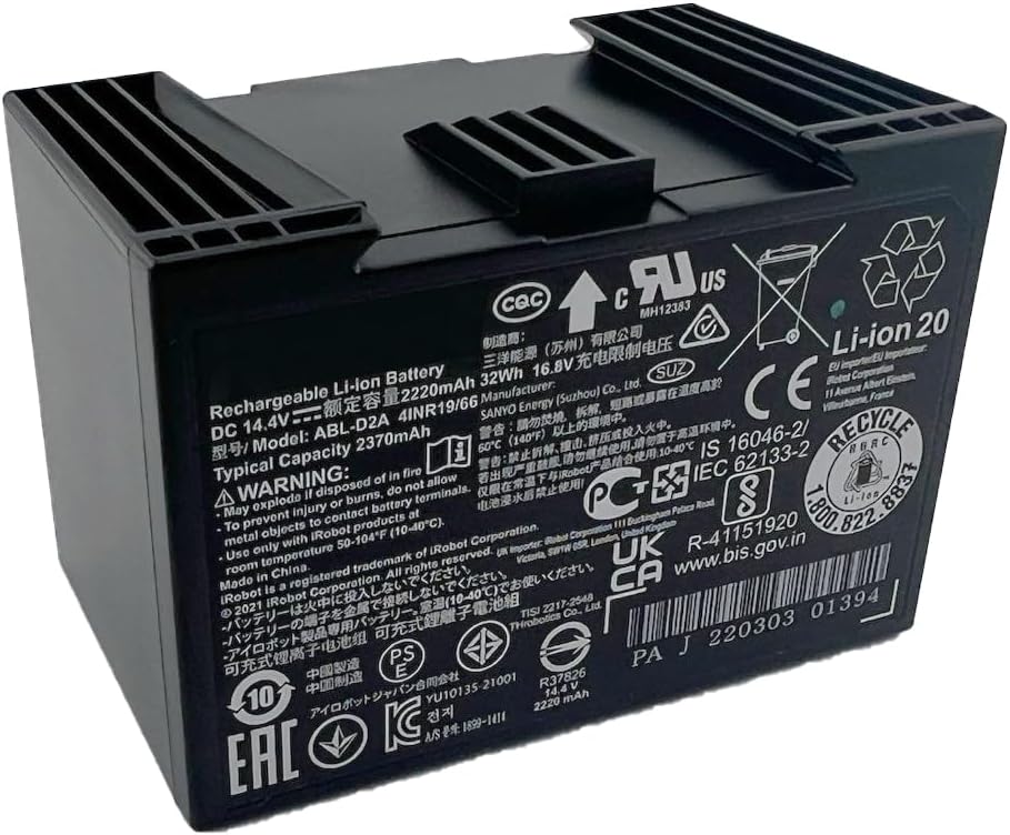 SCREENTRONICS Lithium Ion Battery Compatible Replacement for iRobot Roomba i3+ i4+ i7+ i8+ Plus Robot Vacuum Cleaner and iRobot Roomba Combo j5+ i5+ j7 j7+ j8+ Series DC 14.4V 2220mAh 32Wh # ABL-D2