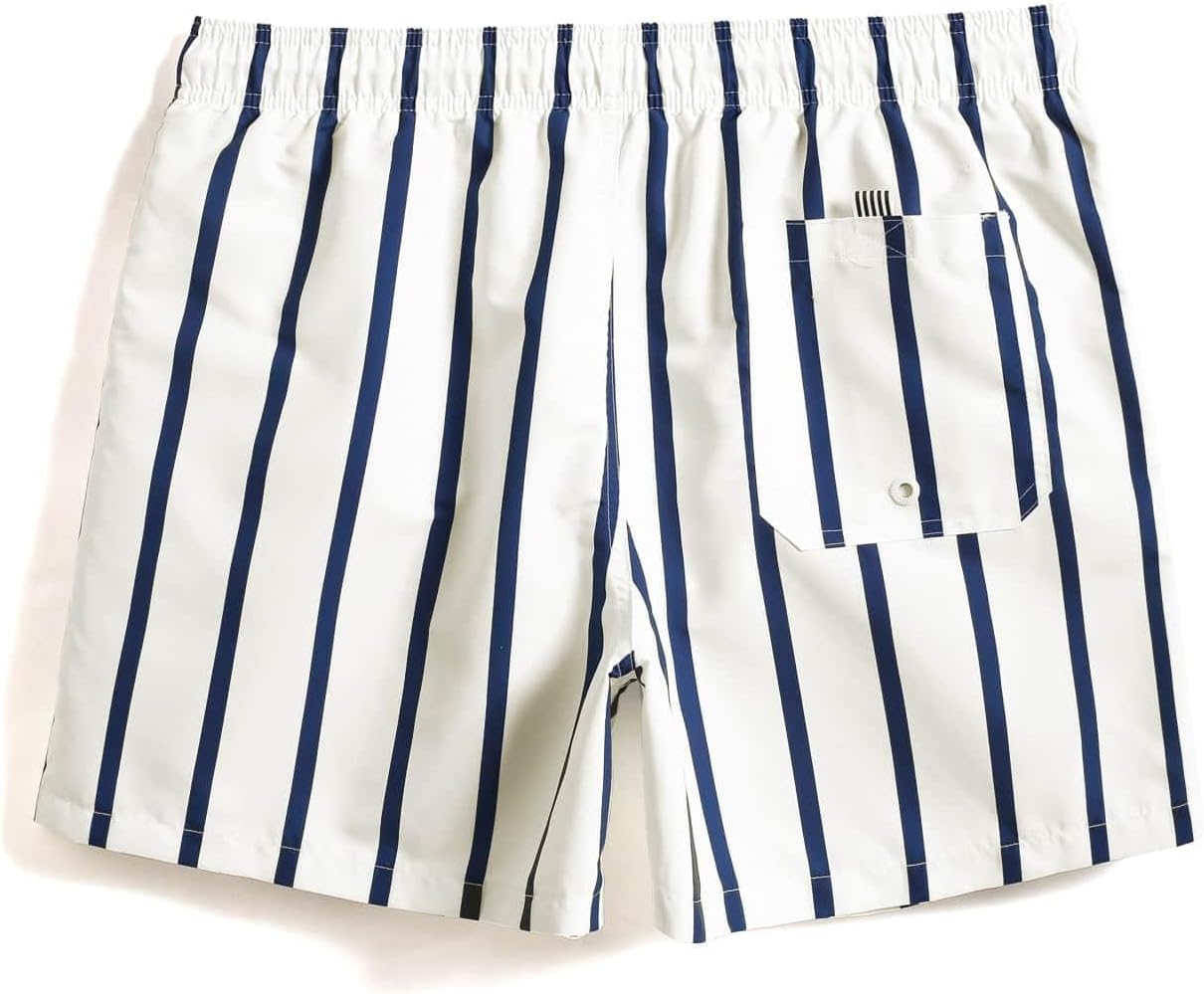 COZYEASE Men's Swim Trunks Quick Dry Elastic Drawstring Print Beach Shorts