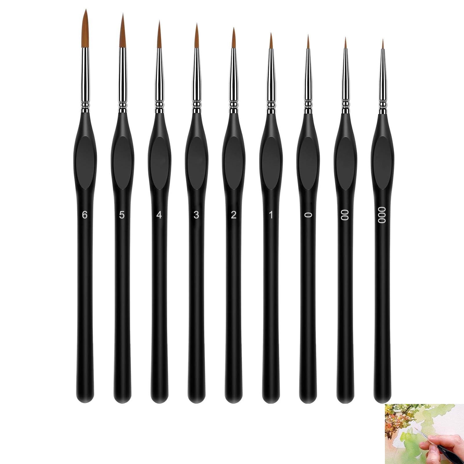 9 Pcs Detail Paint Brush Set, Miniature Paint Brushes for Scale Models Watercolour Oil Paint by Number Nail Art Model Kits Airplane Kits Rock Painting Liner Brushes for Artists Beginners Professionals