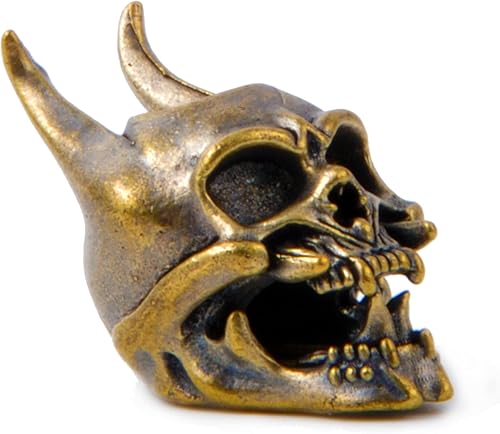 Miniatura 1 de Cuentas de cordón para cuchillo, cuentas de cuerda de paracaídas EDC, 550 cuentas de paracaídas, cobre metálico fundido a mano, dije de calavera,