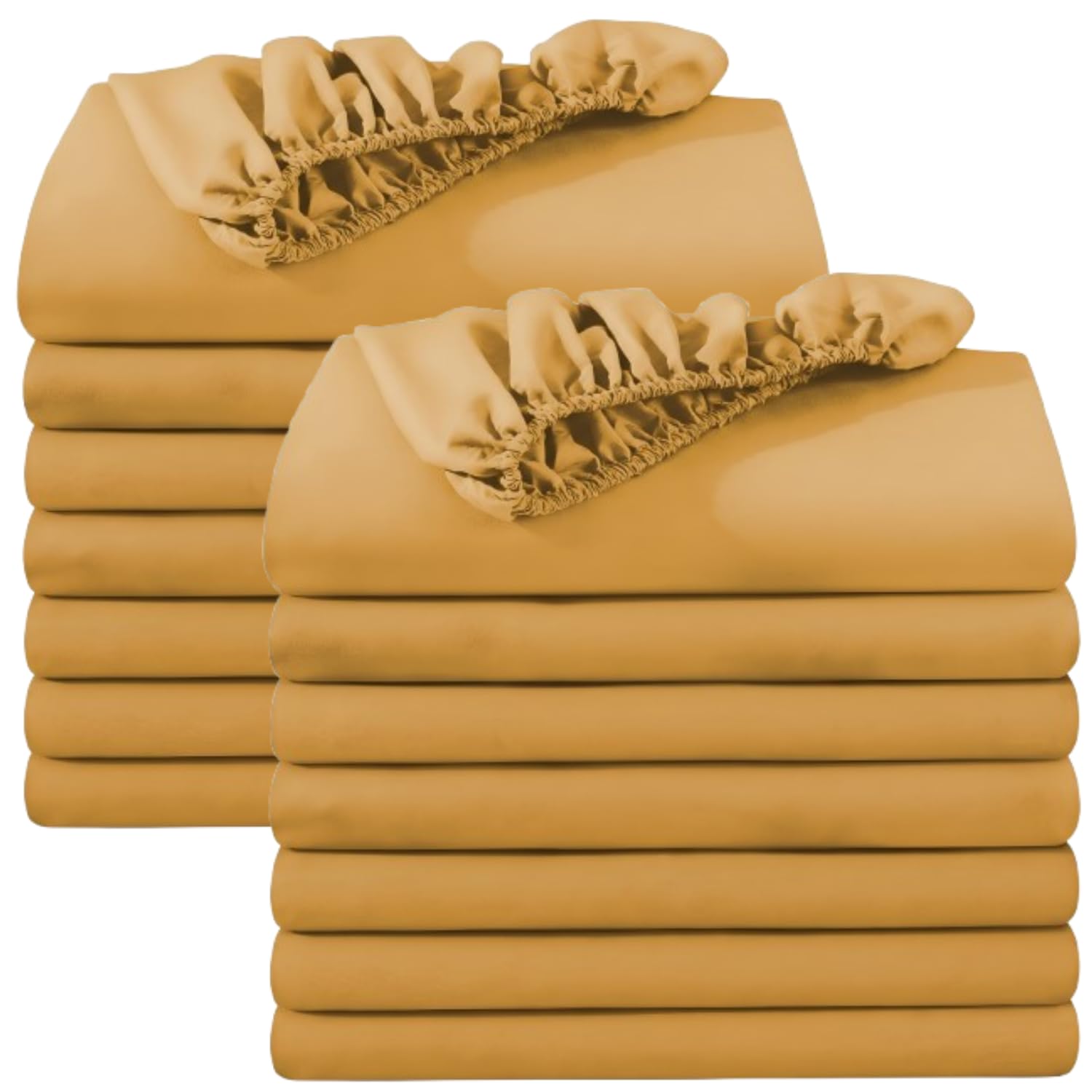 BedLooms Super King Fitted Sheet 16 Pack – Ochre (180x200cm) up to 25cm Deep Bed Sheets