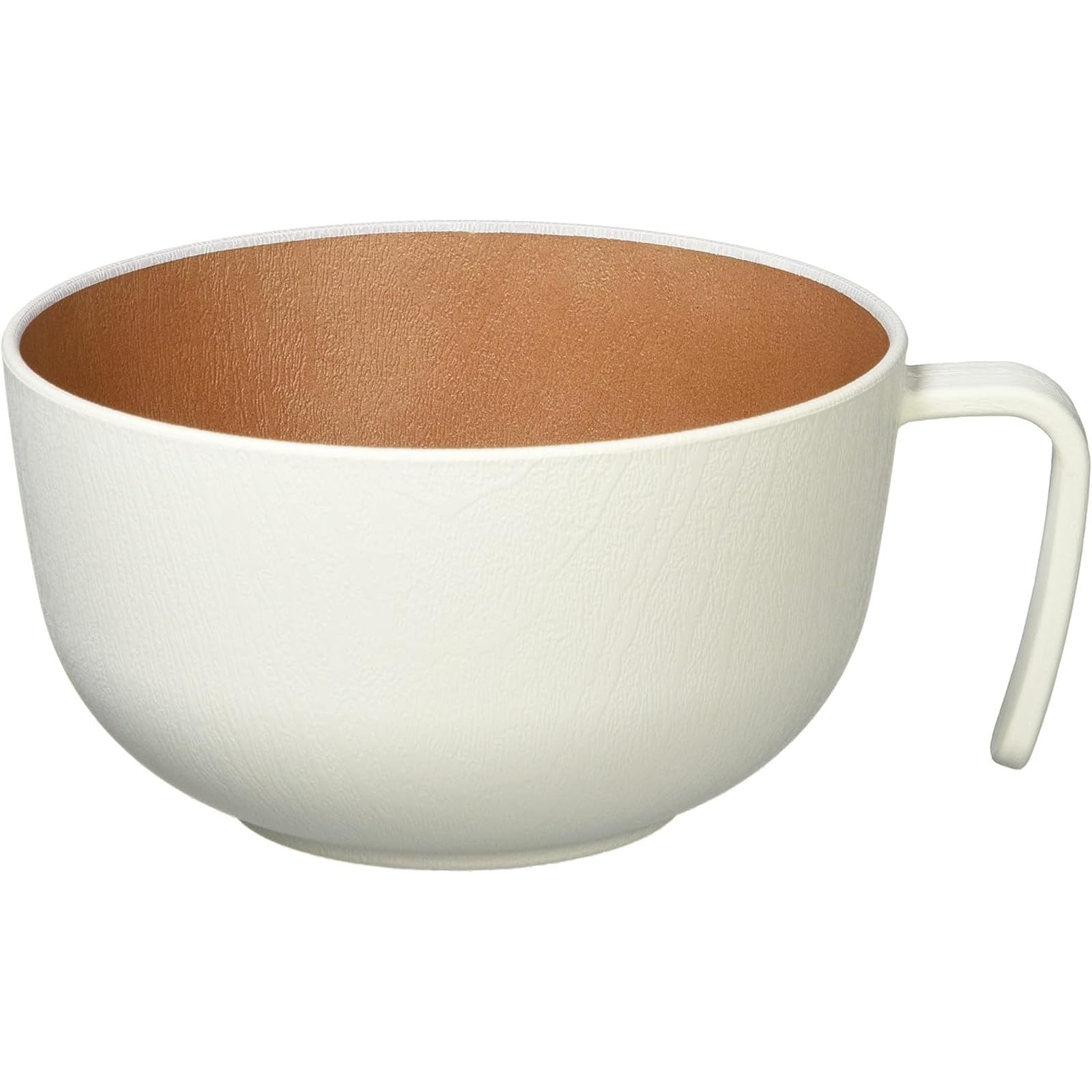 Yamanaka-nuri Naturel Soup Bowl with Handle, White & Brown M17381-9 : Home & Kitchen