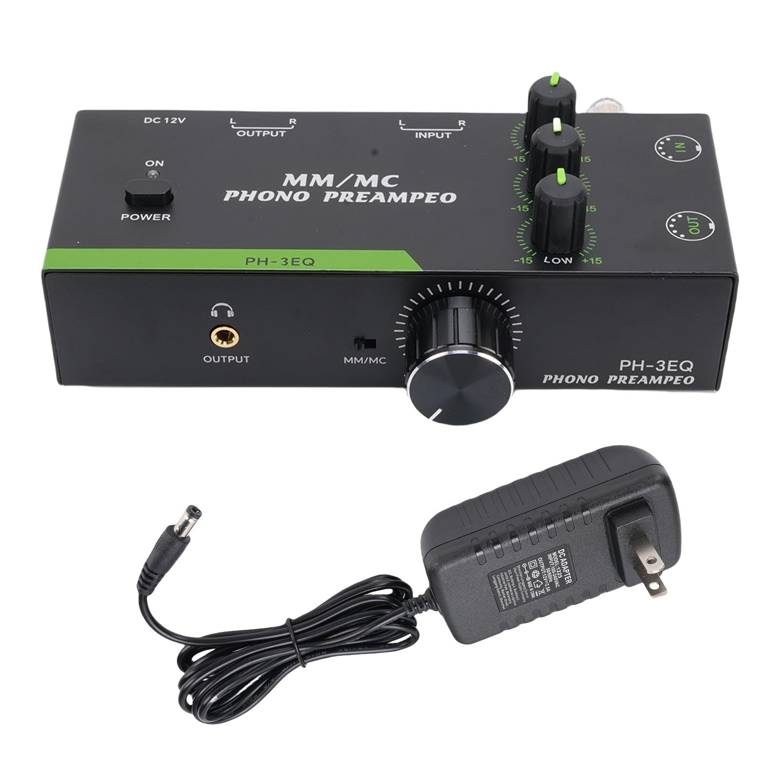 Preamplificatore Phono per giradischi, ingresso e uscita XLR a 5 pin, guadagno regolabile a 3 livelli, controllo bassi e acuti, audio domestico per MM e MC, giradischi fonografi (spina UK)