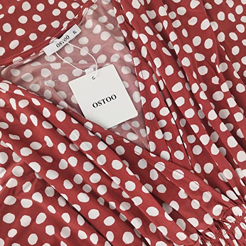 Image of OSTOO Women's Plus Size Hawaii Empire Waist Bat Short Sleeve Casual Floral Print Boho Maxi Dress