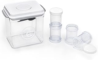 Twistshake Contenedor de Almacenamiento de Leche en Polvo (1700 ml) con Cuchara y 4 Estuches de Viaje | Dispensador de Leche en Polvo Sellado con Tapa Hermética | Sin BPA | Blanco