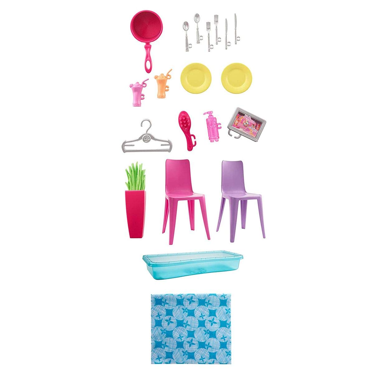 Barbie - Casa amueblada pleglable con Cocina, Piscina, Dormitorio y Lavabo con muñeca Rubia (Mattel FXG55), Embalaje estándar
