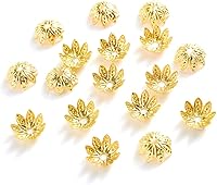 Vista 1 de 500 tapas de cuentas de flor de loto en tono dorado de 0.433 in para hacer joyas (dorado)