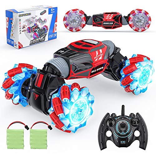 NBPOWER RC Car, Off Road Rc Car 1:16 Scale Remote Control Crawler, 4WD Transform 20 Km h RC Stunt Cars with 2 Rechargeable Batteries RC Drift Car for Boys and Teens.