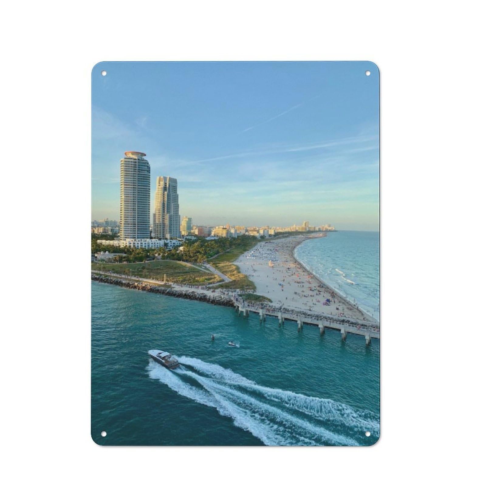 Junmoney Miami Vintage-Inspired Tin Sign 40X30cm For Café Or Restaurant, For Cooler-Month Interiors With Vintage Character