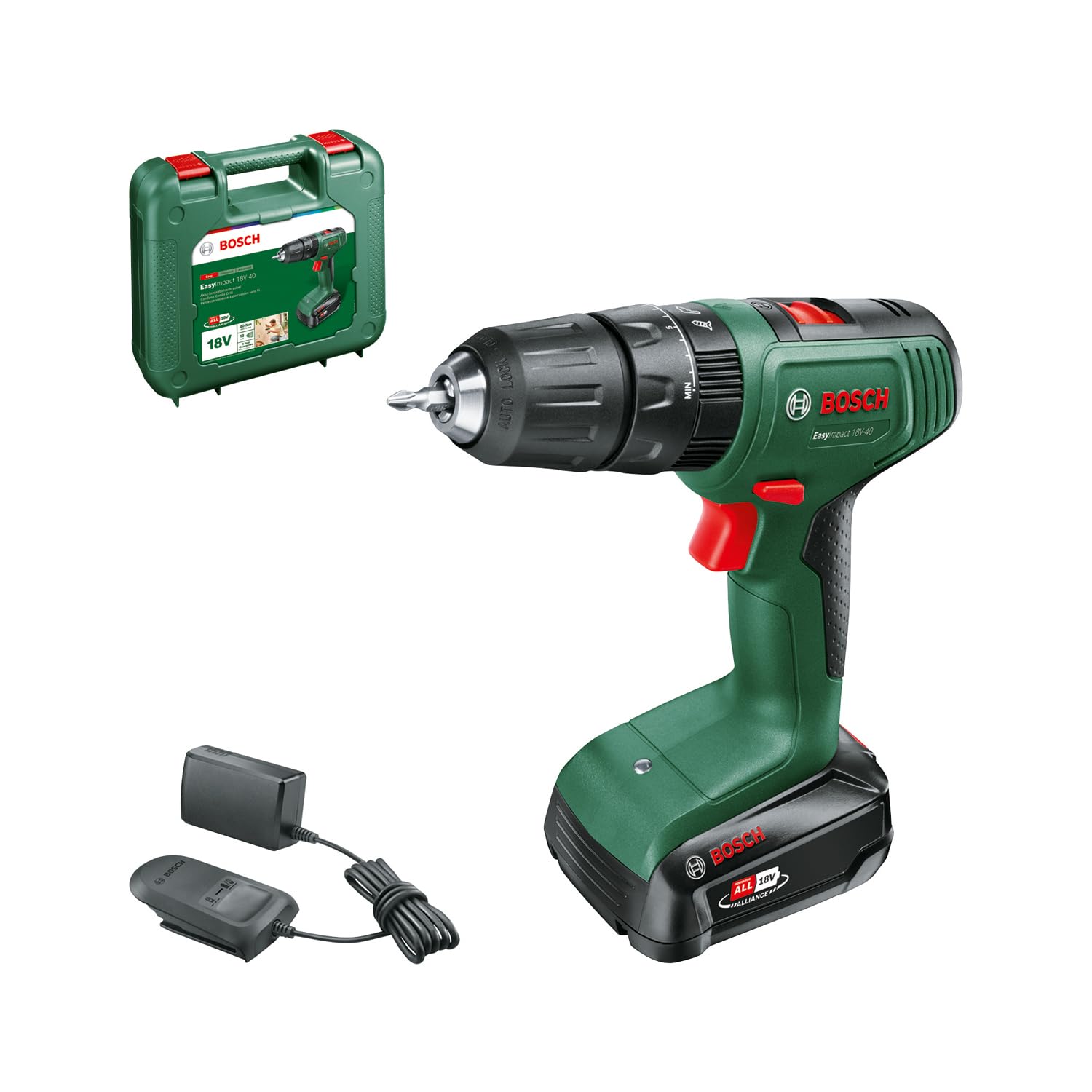 BOSCHCordless Combi Drill EasyImpact 18V-40 (1 battery, 18 Volt System, in carrying case)