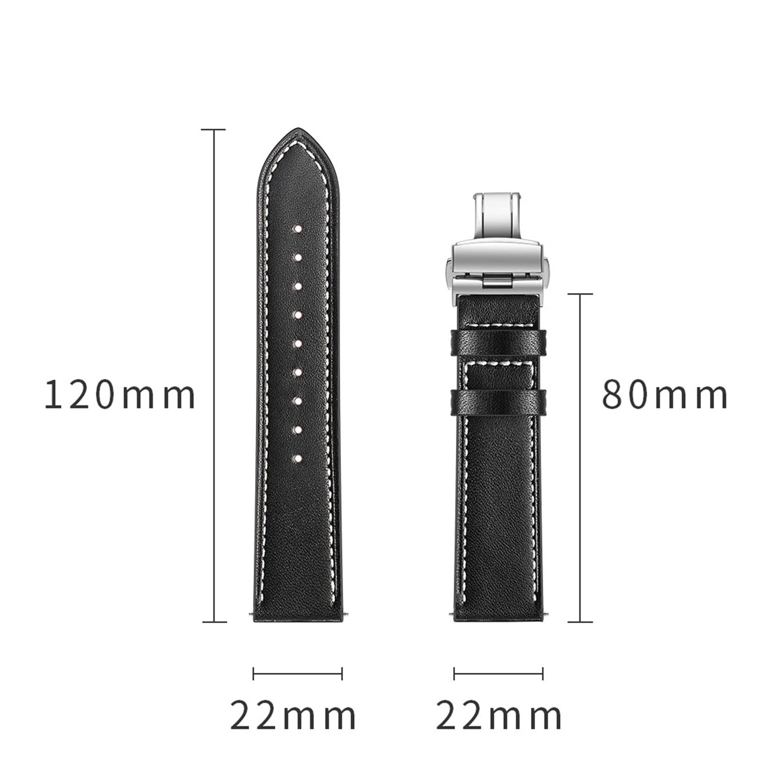 YINGO 20 mm 22 mm Echtlederarmband, kompatibel mit klassischem Band, 42 mm, 46 mm, 40 mm, 44 mm Armband