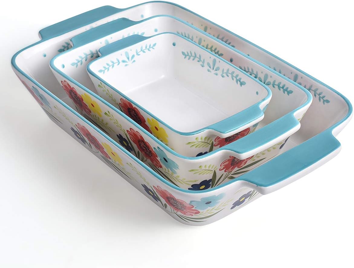 Baking Dish Ceramic Casserole Dish Baking Set 3-pcs Bakeware Sets Lasagna Pan Baking Dishes Baking Pan