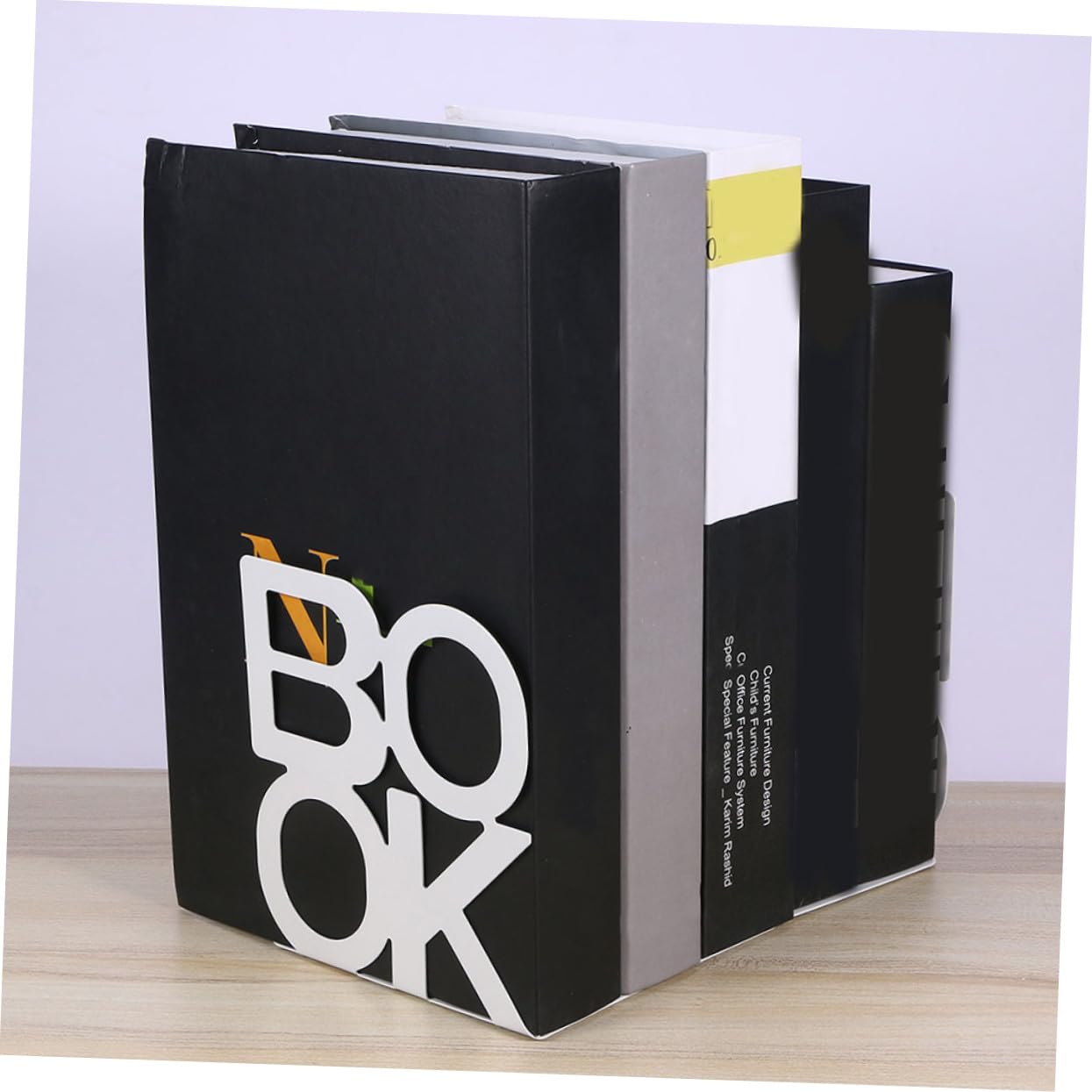 Fermalibri in Ferro per Mensole e Scrivania, 2 Paia, Design L-shaped Moderno e Stabile per Organizzazione Libri