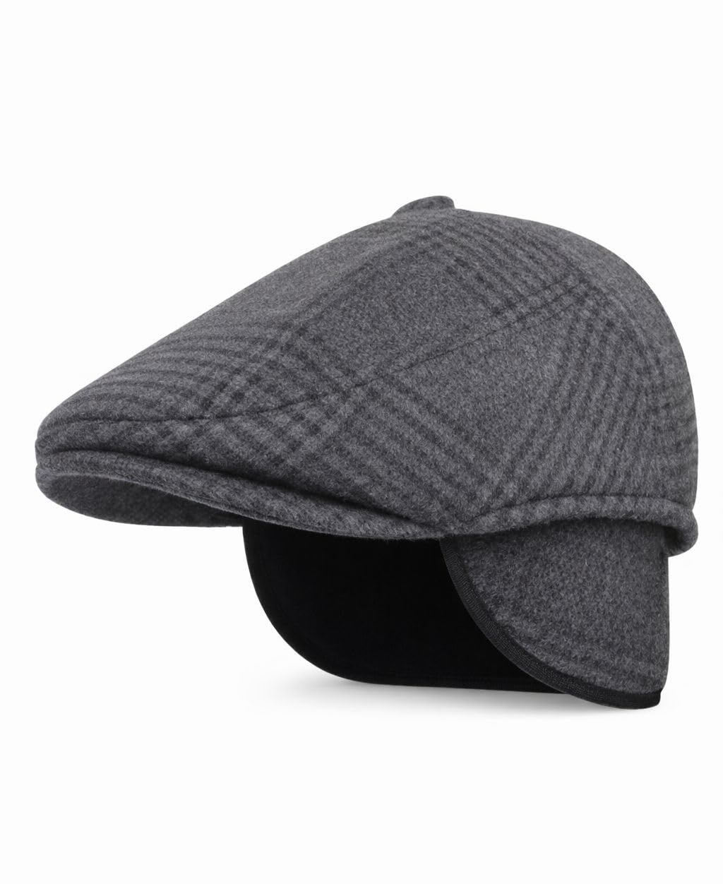 Men's Golf Flat Cap, Cotton Blend Ivy Gatsby Newsboy Hat with Ear Flaps, Stylish Patterned & Checkered Winter Driving Caps, Outdoor Cabbie Hat for Men-image-6