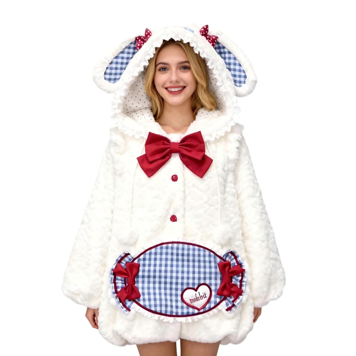 Kawaii bluza z kapturem płaszcz z kapturem dla kobiet nastolatków peleryna polarowa kurtka zimowa ubrania płaszcz sweter