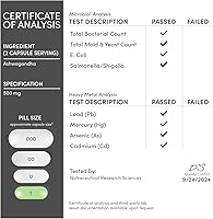 Vista 7 de Cápsulas de Ashwagandha, 120 unidades (500 mg de extracto 20:1 de potencia) Adaptógeno alivio del estrés de Double Wood