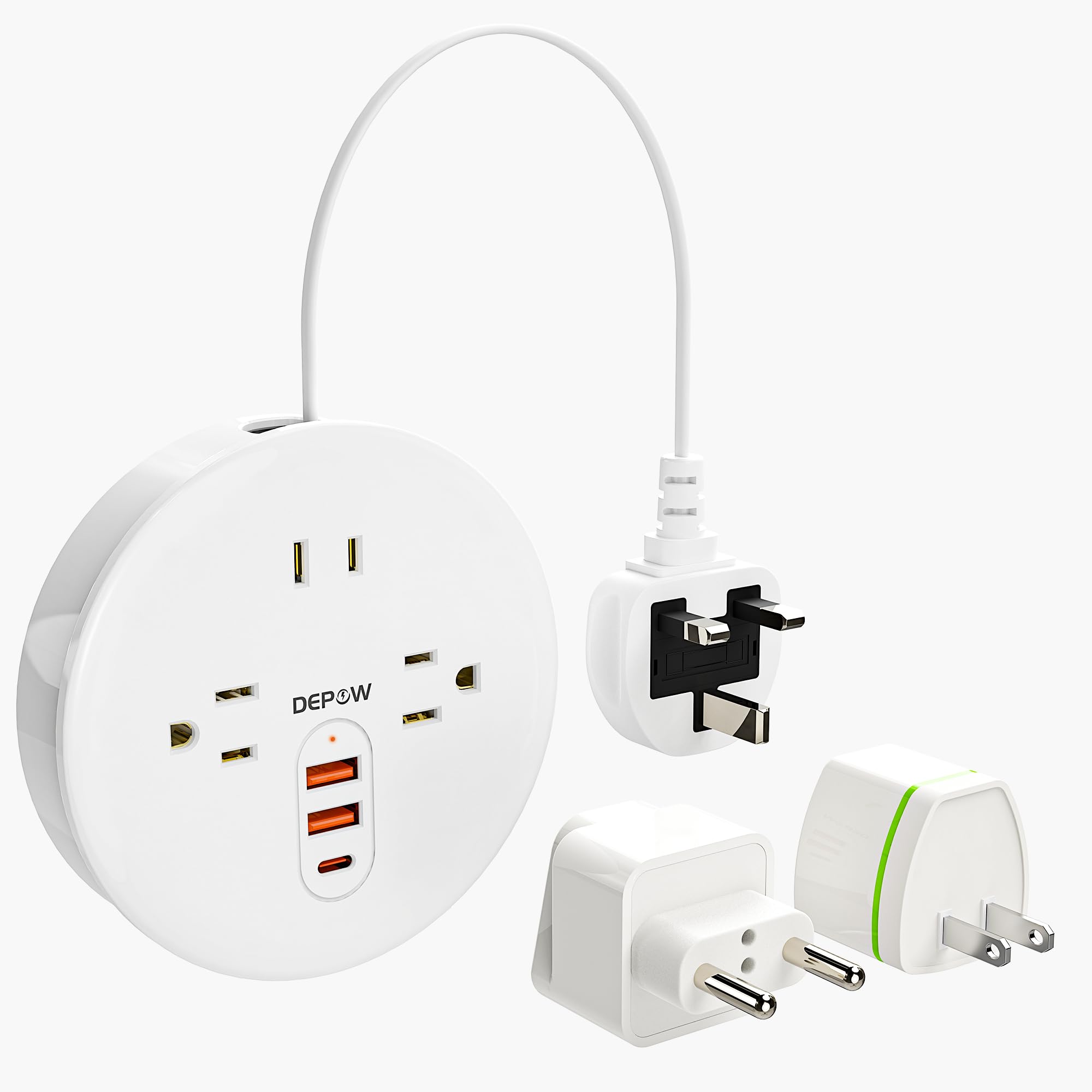 UK Ireland Travel Plug Adapter, Type G Travel Converter with 3 Outlets 3 USB(1 USB C), 4FT Extension Cord, Power Adapter for US to UK Ireland Scotland for Travel, Cruise, Dorm Essentials, White