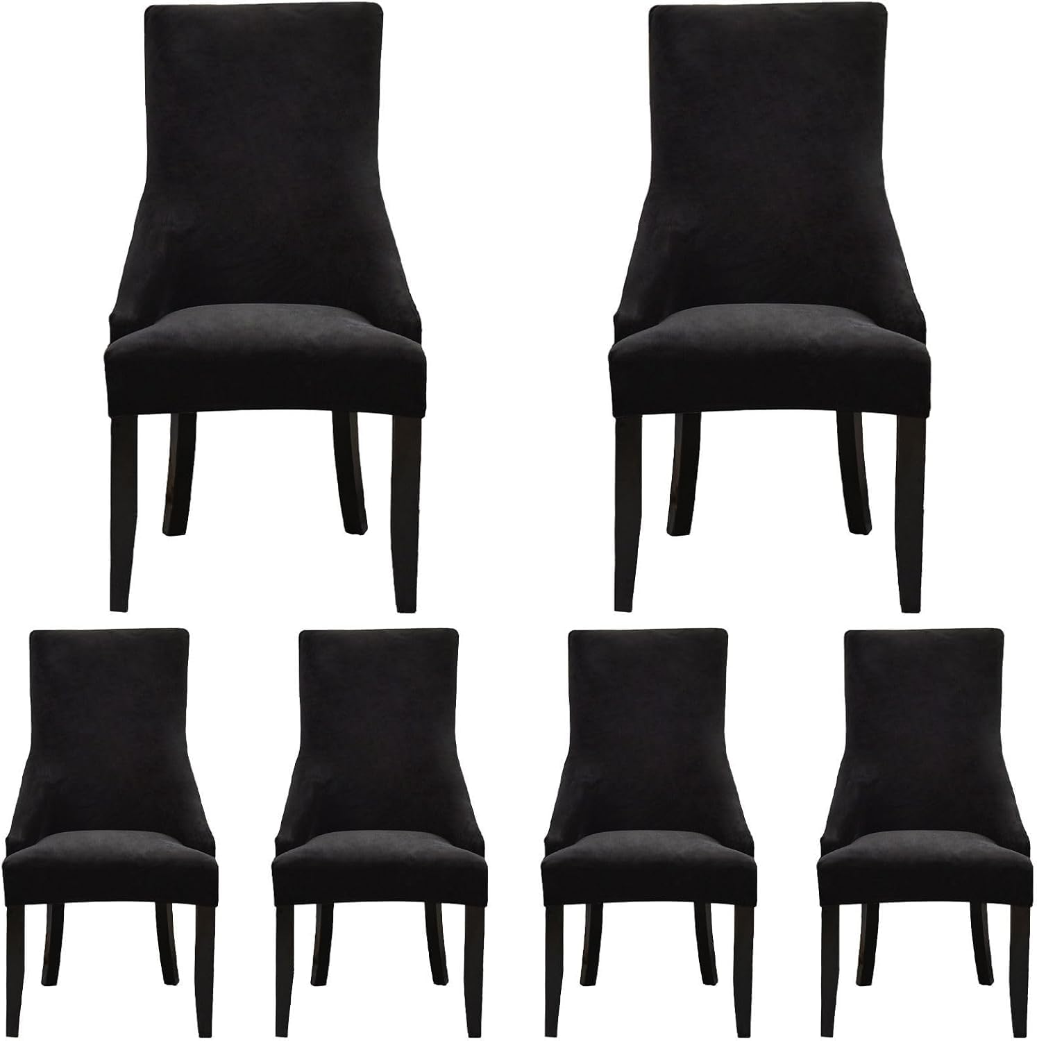 HACLEN Wingback Side Chair Slipcovers Velvet, Wingback Armchair Covers Soft Thicken Dining Chair Covers Stretch Removable for Banquet (black,Set of 6)