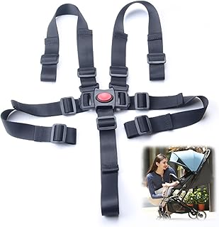 5 Punkt Gurt Sicherheitsgurt, Ersatz-Sicherheitsgurte für Baby Kinderwagen Hochstuhl, Hochstuhlgurte Verstellbare Wandelbare Gurte Multifunktional Kinderschutzgurt Buggy (Schwarz)
