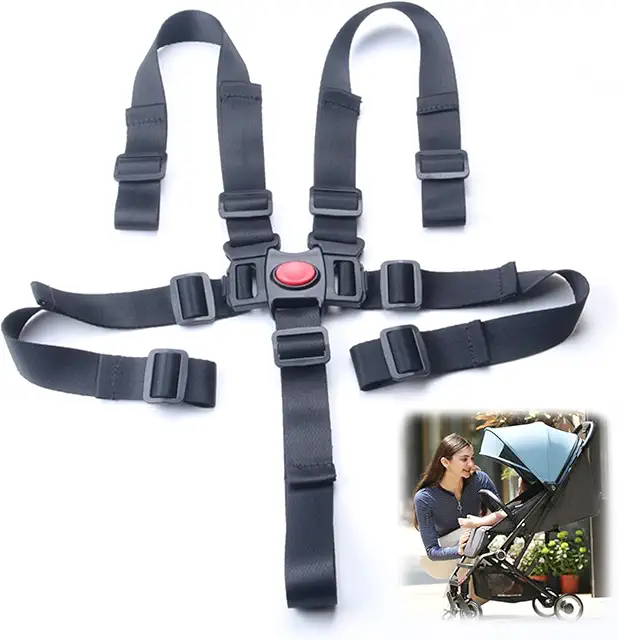 5-Punkt Sicherheitsgurt für Kinderwagen & Hochstühle - Verstellbarer Kinderschutzgurt