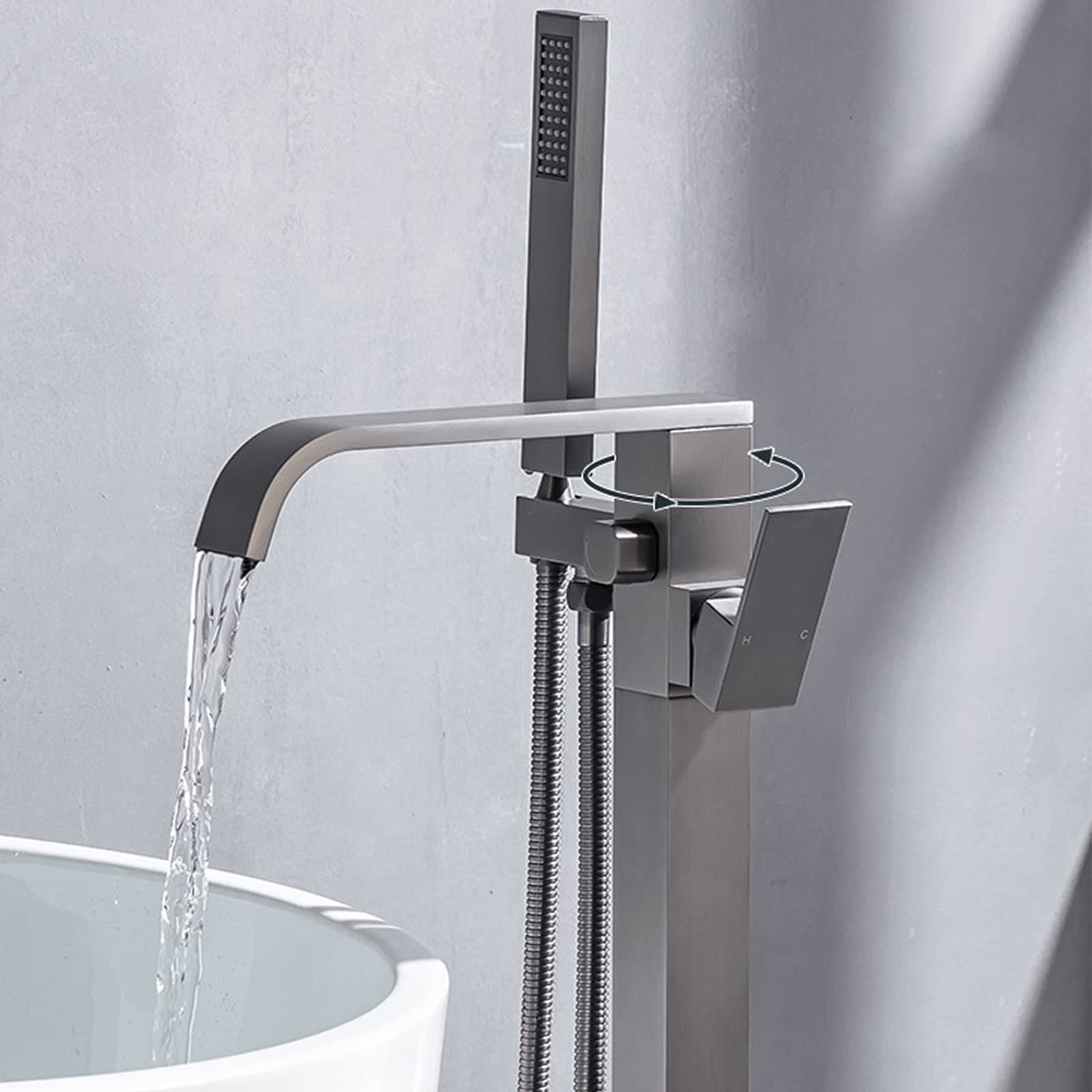 Grifo para bañera Independiente, llenador de bañera en Cascada, Grifo para bañera Independiente, Grifo para bañera montado en el Piso, Grifo para baño en Cascada, grifos mezcladores, grifos para