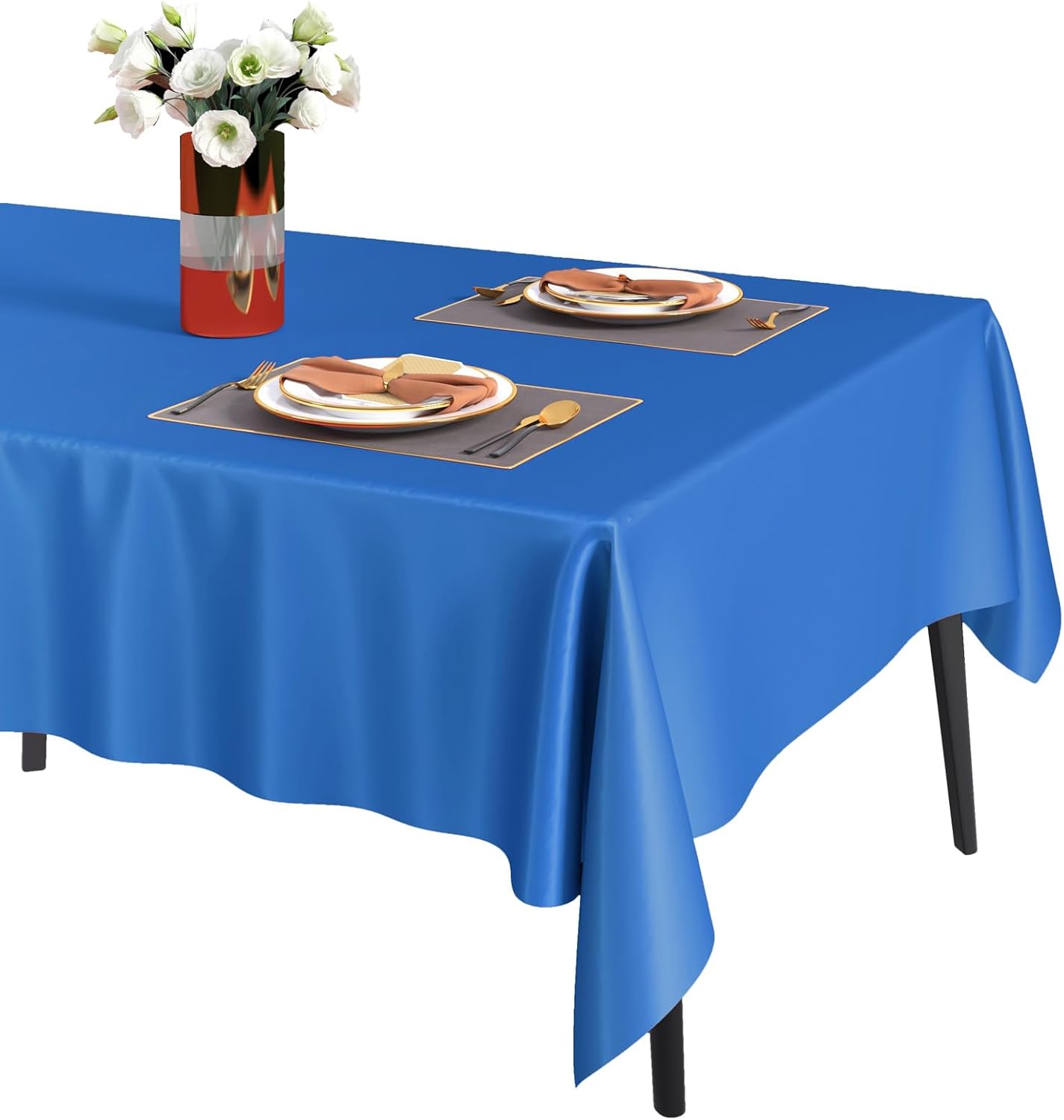 Fixwal Royal Blue Plastic Tablecloth 3 Pack Disposable