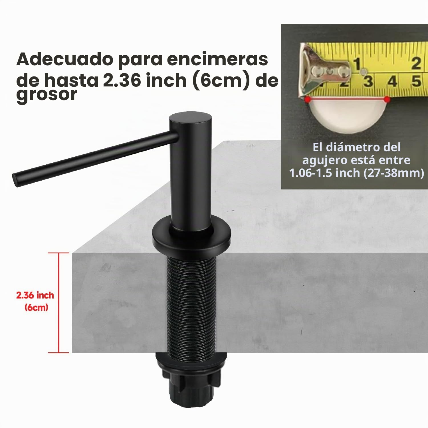 AIKE Dispensador de Jabón Bajo Encimera, para Cocina como para Baño, con Bomba de Acero Inoxidable, Botella de 500-ml, Relleno Superior