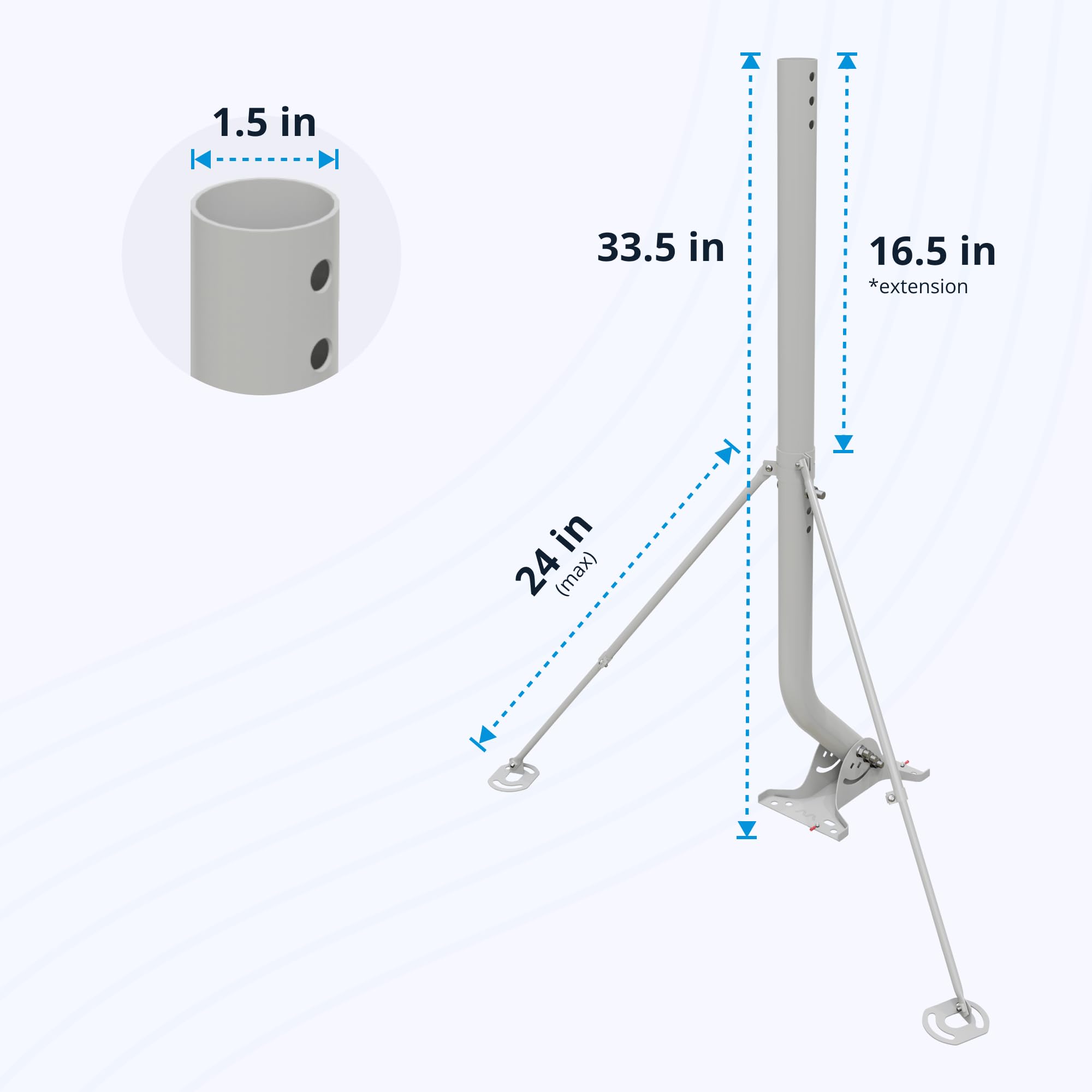 Waveform Ultrapole : le support d'antenne universel | 43,2 cm à 83,8 cm J Pole Mount pour antenne extérieure | Résistant aux intempéries | Antenne amplificateur de signal, antenne Yagi | Kit complet