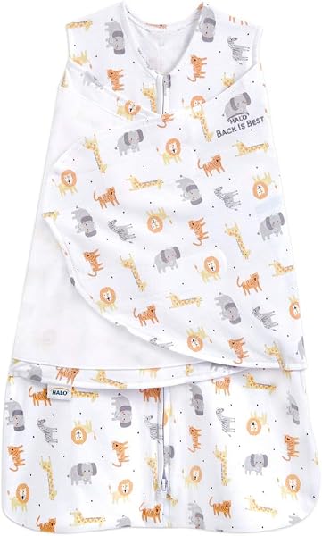 HALO 100% Cotton Sleepsack Swaddle, 3-Way Adjustable Wearable Blanket, TOG 1.5, Jungle, Small (Pack of 1) - 1